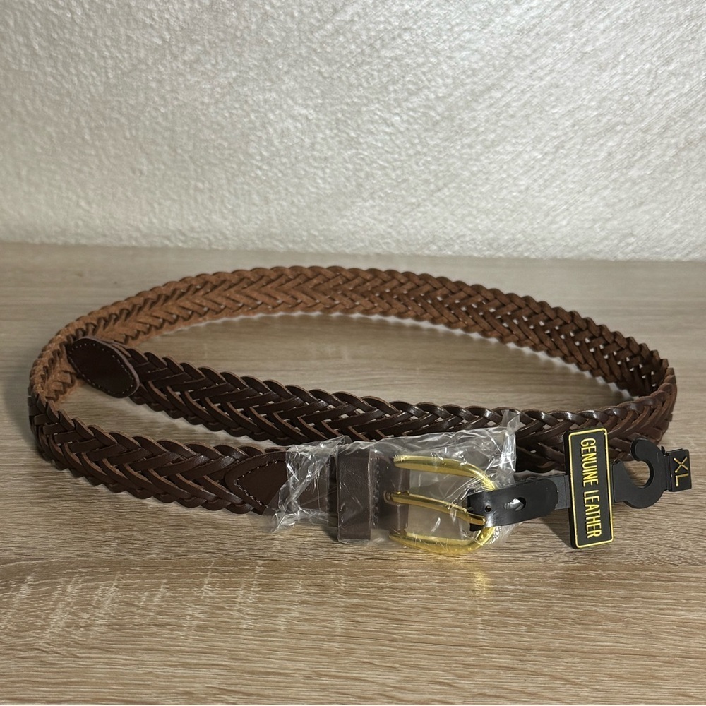 Brown Leather Braided Women Size S/M Belt